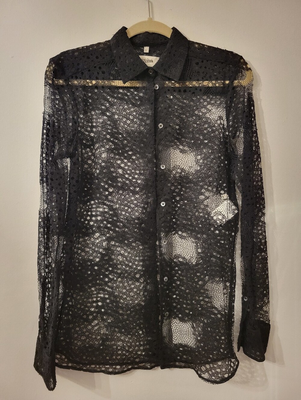 Jean Paul Gaultier Sheer Black Lace Button Down Shirt Top Size 40